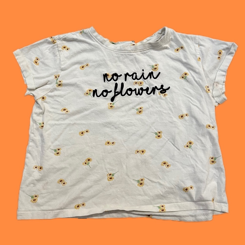Cute girls large sunflower patterned tee
